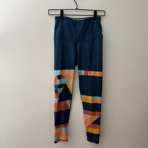 Prana XS High Waist Blue Graphic‎ Print Athletic Yoga Leggings Pants